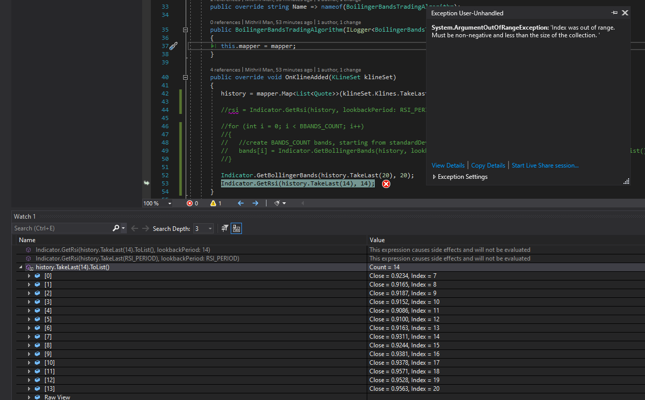 Cannot reuse same history list with different slices on different indicators · Issue 170