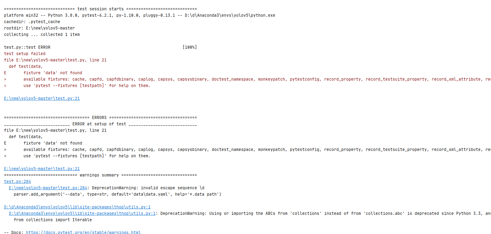 test error · Issue #2096 · ultralytics/yolov5 · GitHub