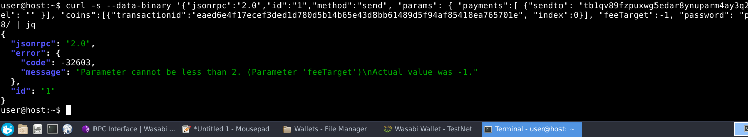 send method negative fee