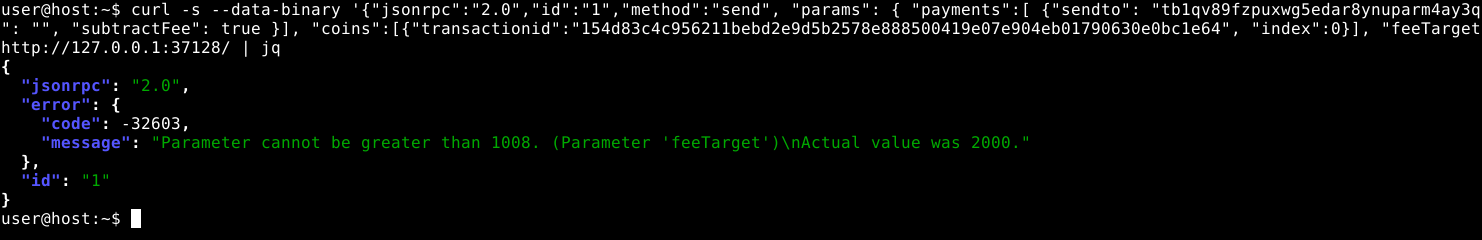 fee rate in send method