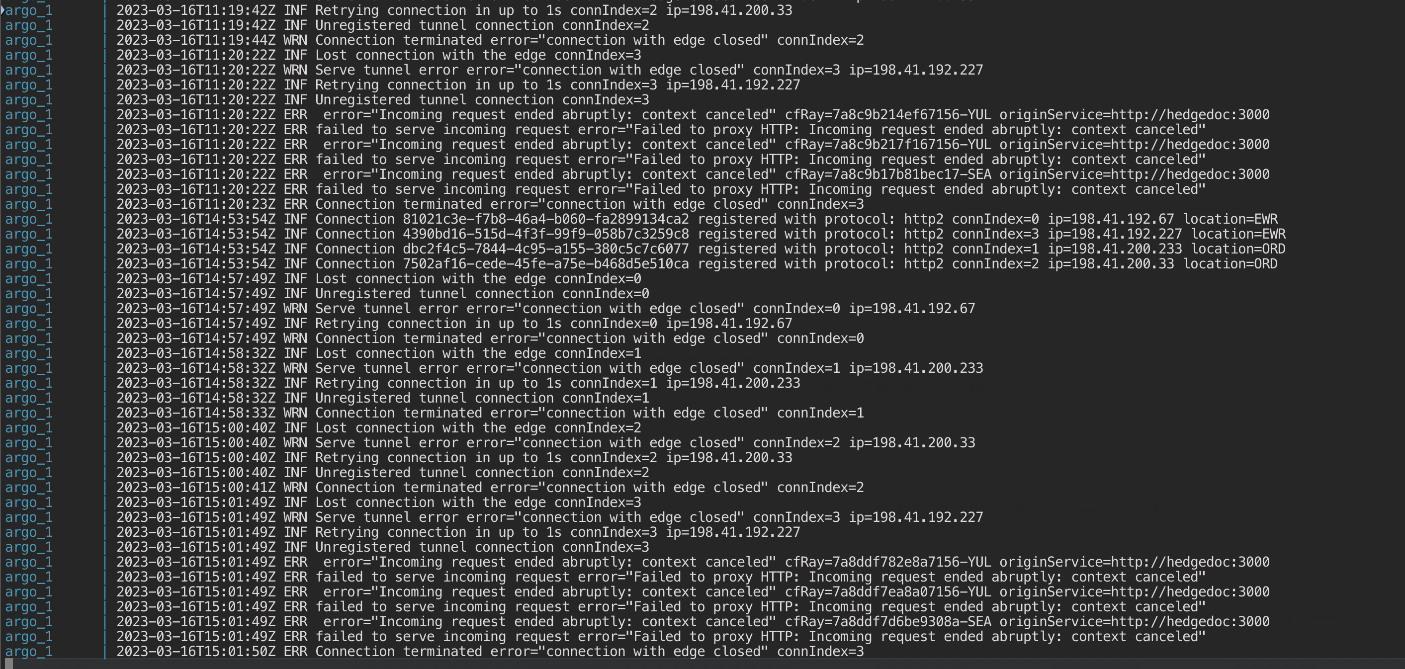 Many http/2 tunnels on different servers are getting repeatedly ...