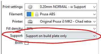 support on build plate only setting