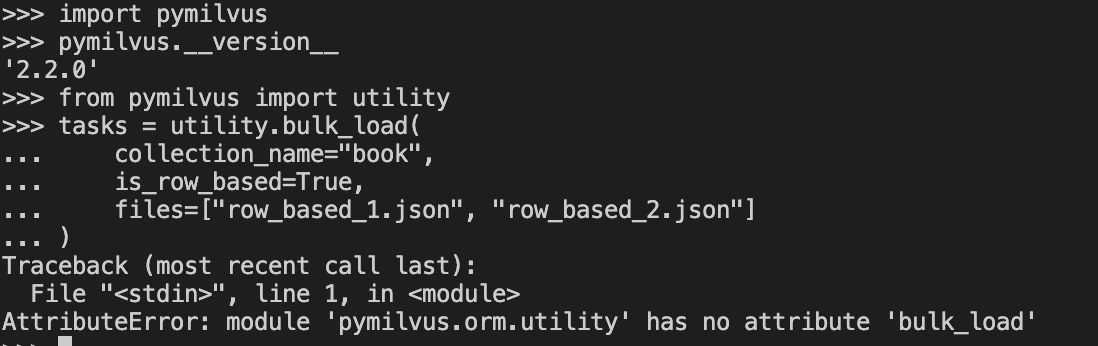 [Bug]: AttributeError: module 'pymilvus.orm.utility' has no attribute ...