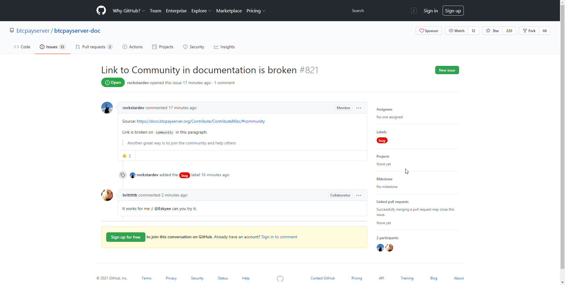 Link to Community in documentation is broken · Issue #821 ...