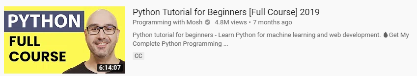 Python for Beginners by Mosh Hamedani