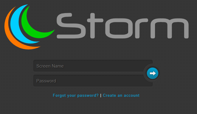 Storm login screen