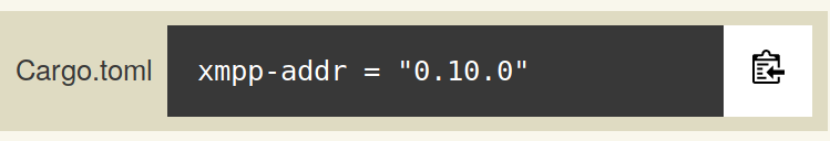 Cargo.toml xmpp-addr = "0.10.0"