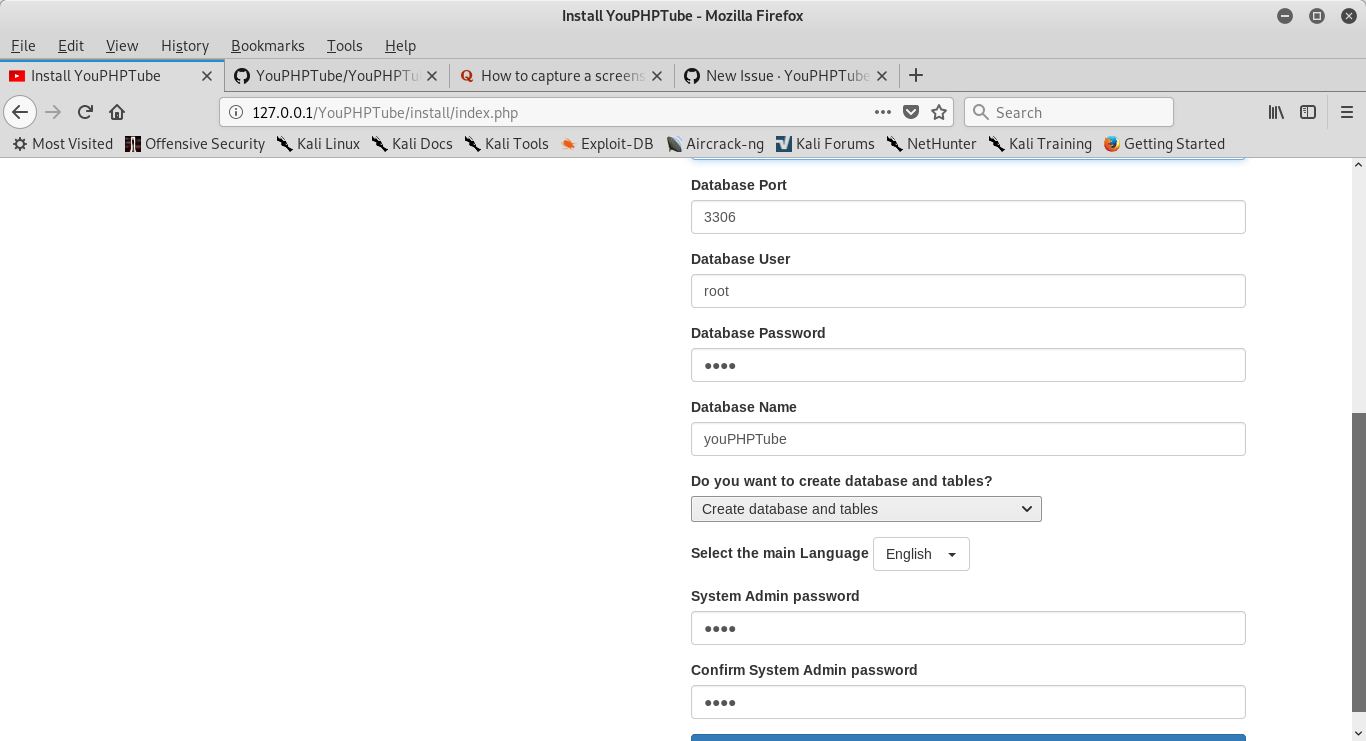 Error on install on local machine · Issue #1820 · WWBN/AVideo · GitHub