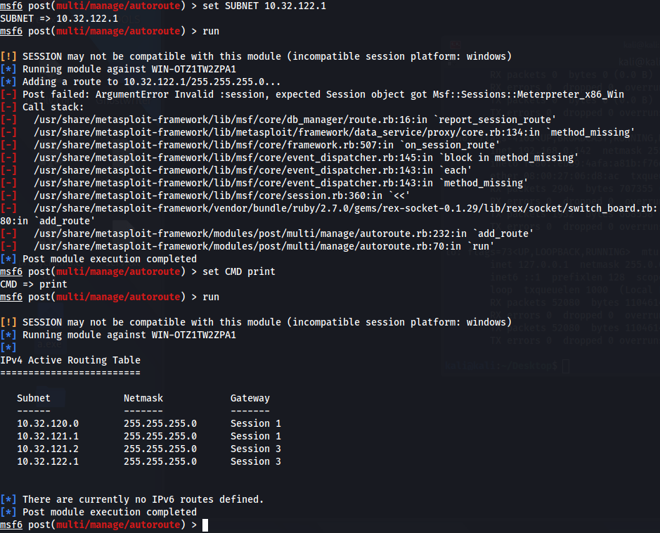 Autoroute Module - Incompatible Session · Issue #15467 · rapid7 ...
