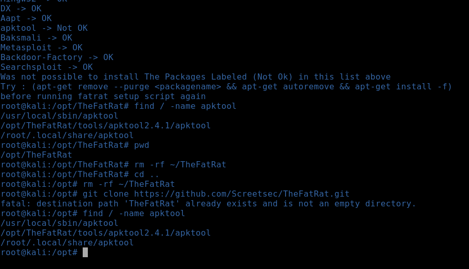 apktool installation not ok · Issue 467 · screetsec/TheFatRat · GitHub
