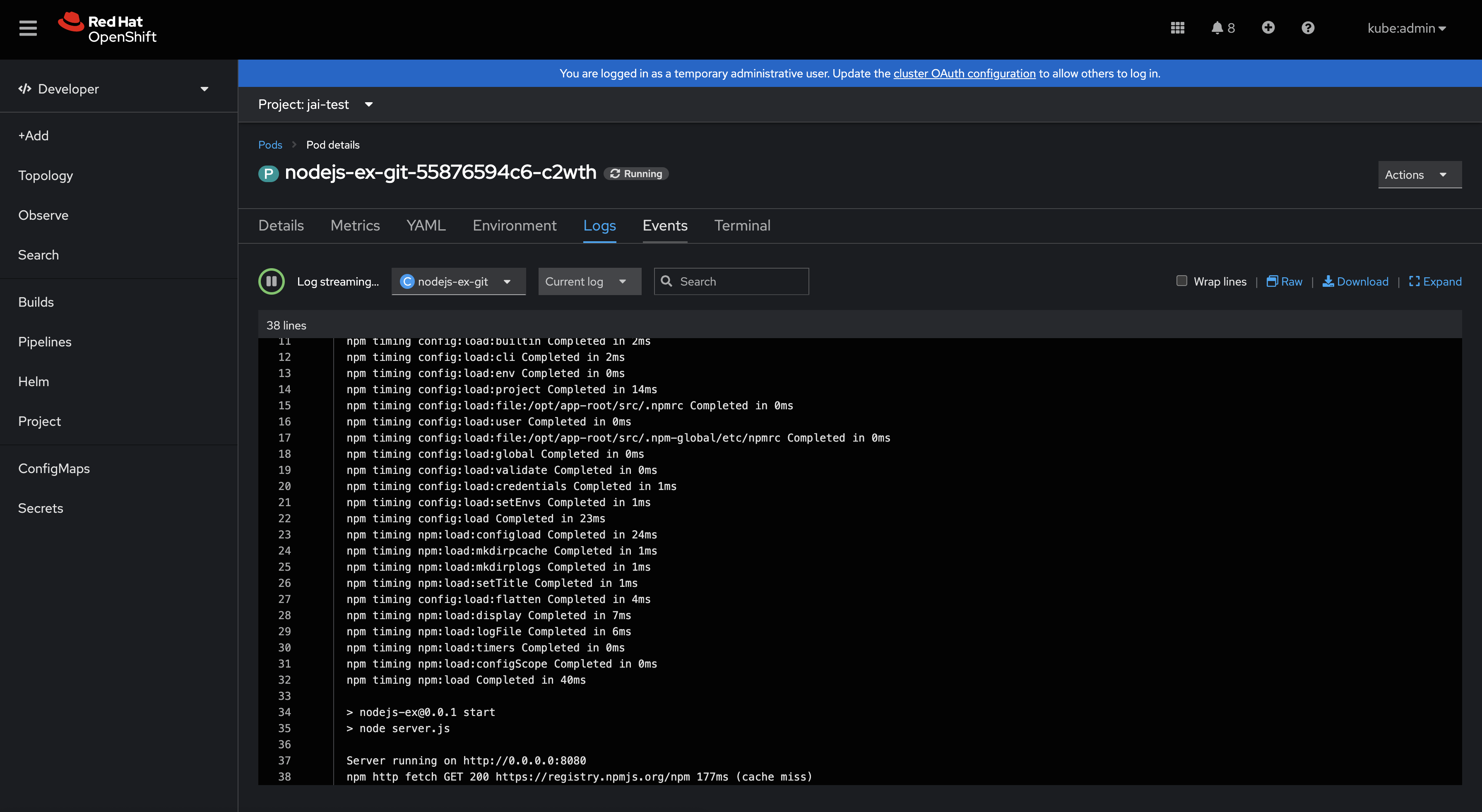 App Topology Show pod logs for associated container · Issue 395