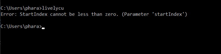 Lively command line utility giving StartIndex error · Issue #596 ...