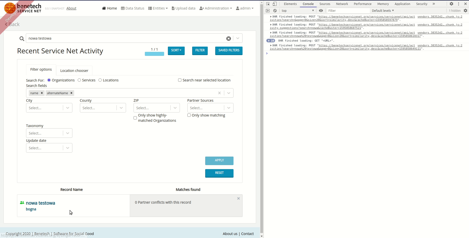 Unknown Error on ServiceProvider record creation · Issue 1102