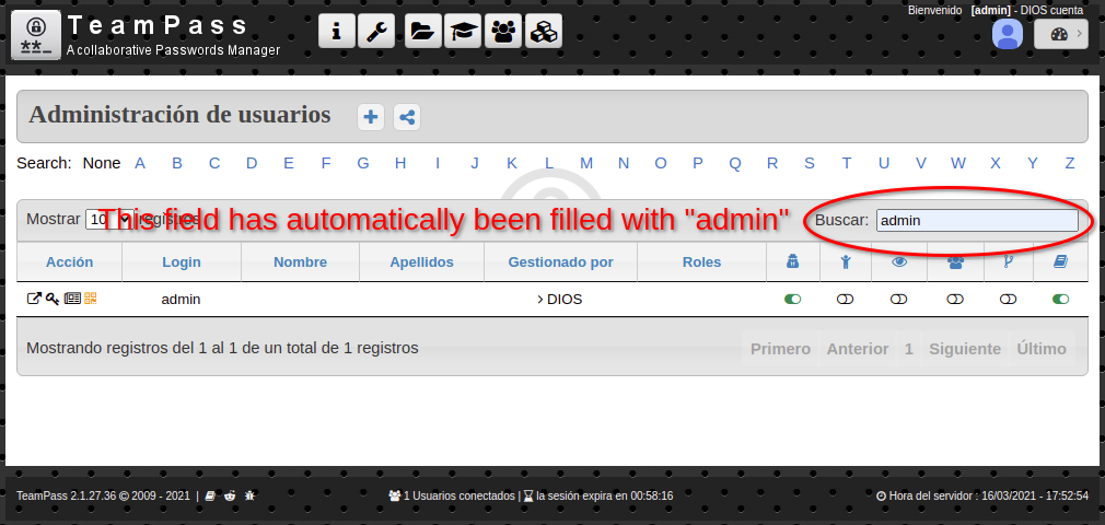 Users' list automatically filters your user name · Issue #2892 ...