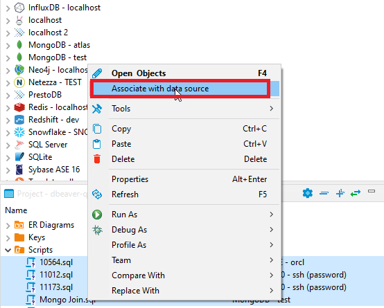 Automatically assosciate all scripts to the same data source · dbeaver ...