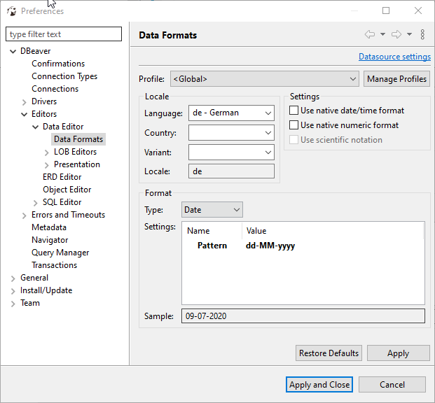 Possibility to set Profile in a database settings · Issue #9213 ...