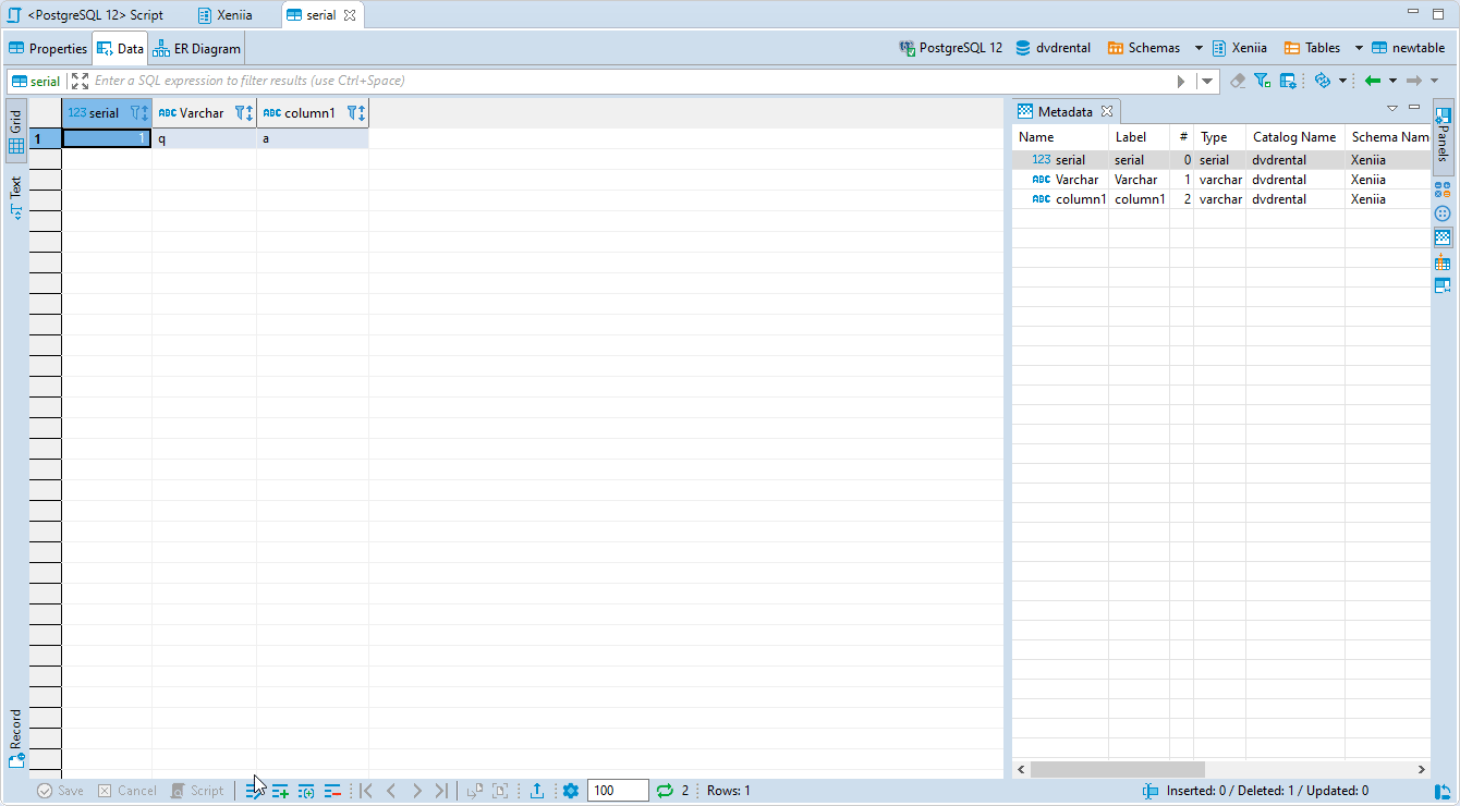 Wrong autocomplete for 2nd row and INSERT INTO generated expression for ...