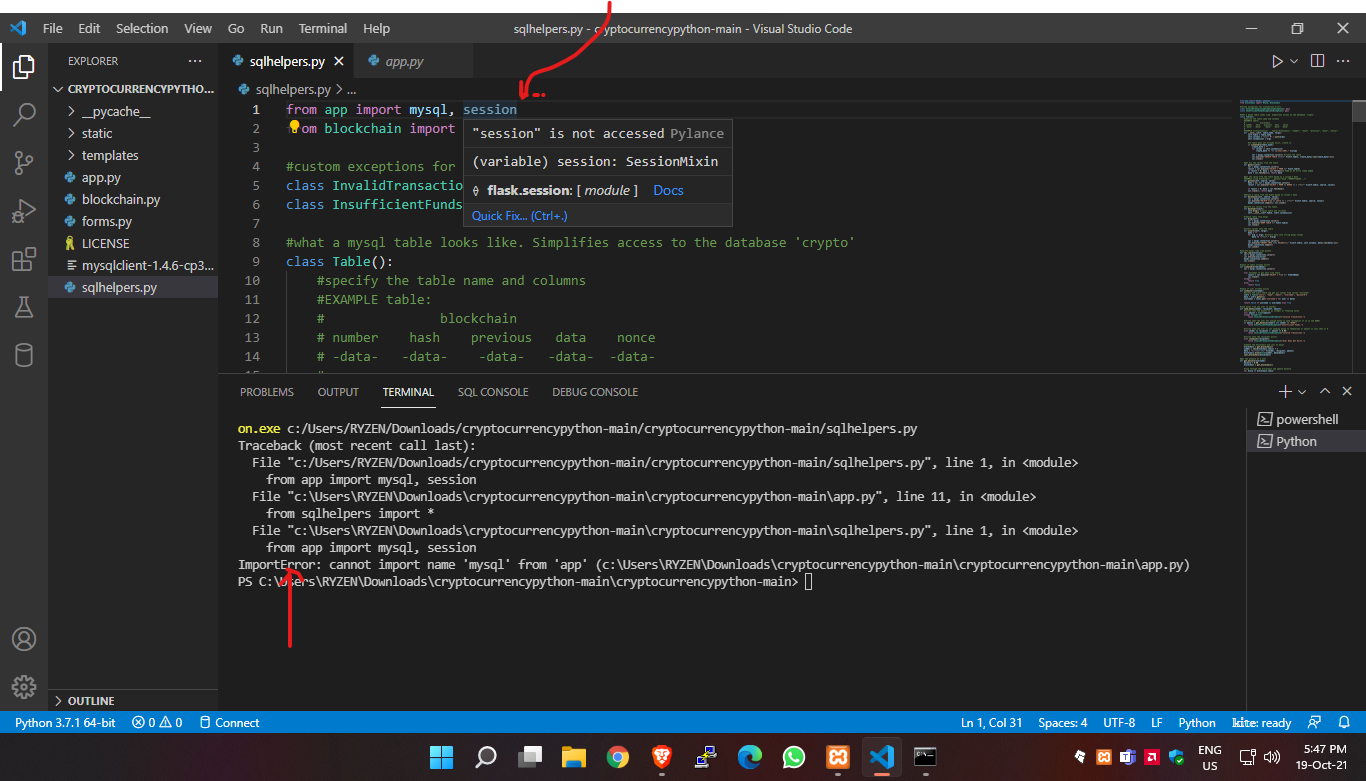 sqlhelper error