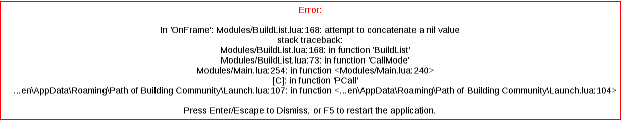 PoB OnFrame Error upon start; can't get around it - locked out · Issue ...