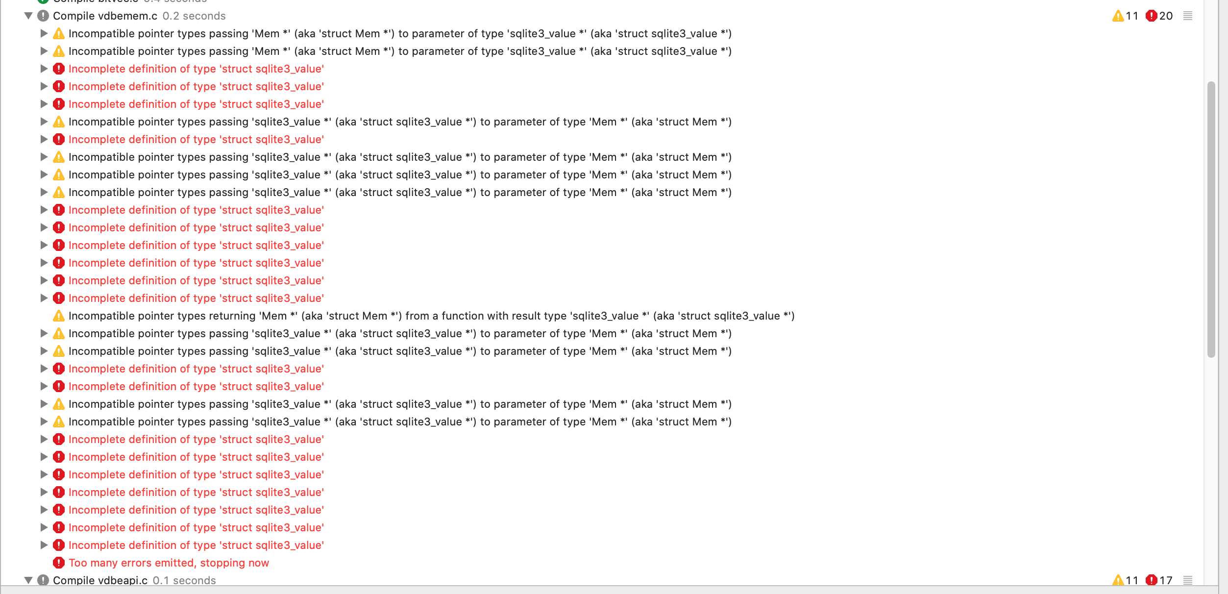 Incomplete definition of type struct sqlite3 value issue 672