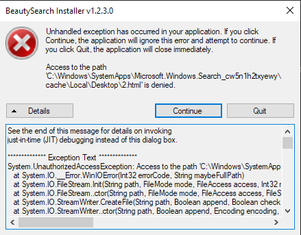 Unhandled Exception error on pressing Install with admin rights · Issue ...
