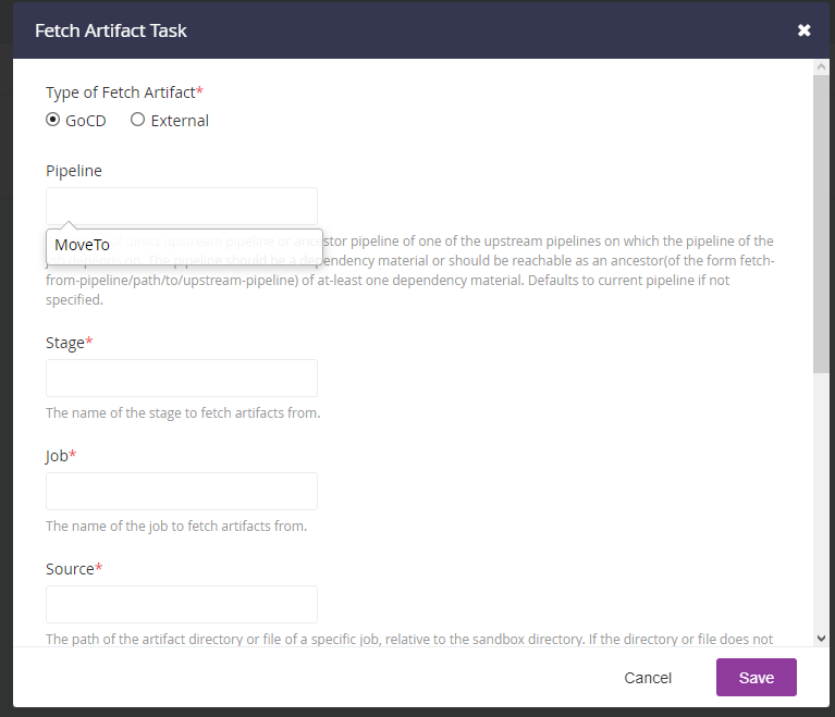 `Fetch Artifact` task doesn't provide suggestions · Issue #10943 · gocd ...