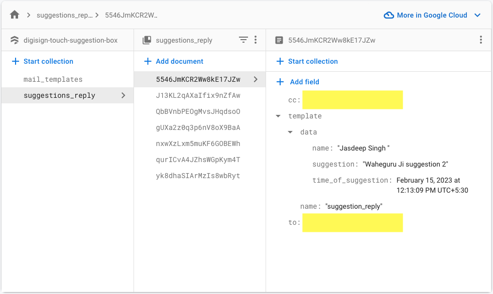 [firestore-send-email] unable to send email with template. no email ...