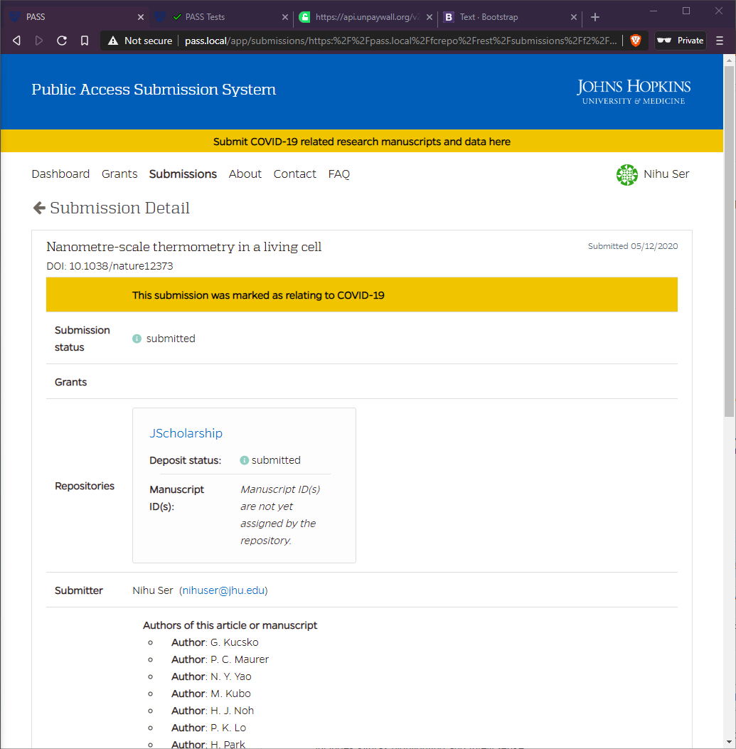 Indicate a manuscript was submitted as a COVID manuscript in the ...