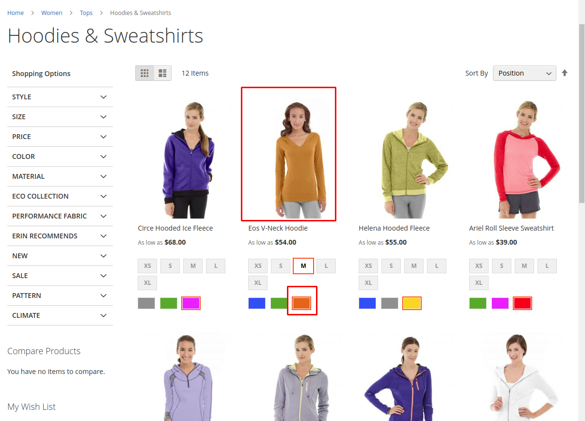 For configurable product, select the colour swatches but the colour of
