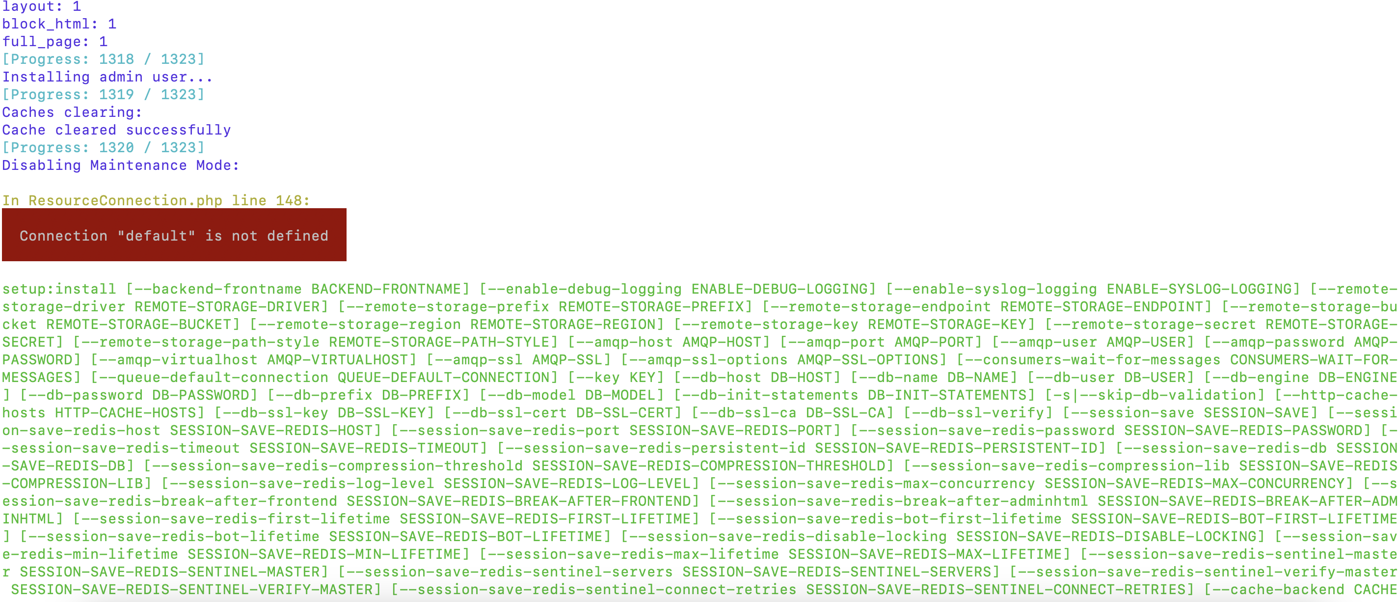 Connection "default" is not defined · Issue 34566 · magento/magento2