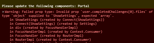 Invalid PropTypes Sent to ShowSettings When Viewing Profile · Issue ...