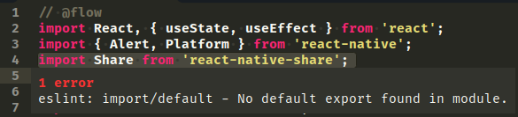 Getting "No default export found in module import/default" running ...