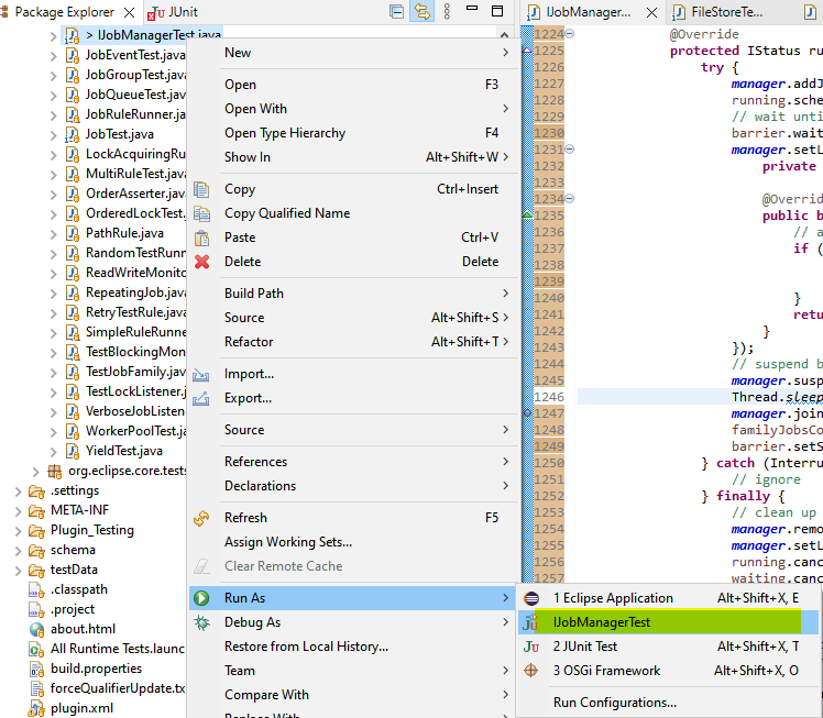 Different label and missing shortcut for "Run As > JUnit Plugin Test