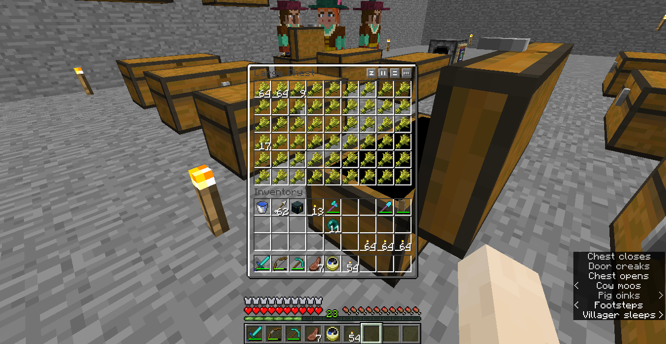 villagers still do not recognize a double chest as one unique container