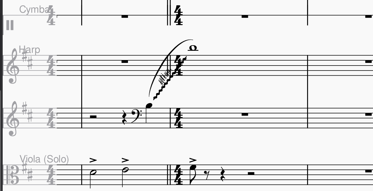 [MU4 Issue] Glissando disappearing in harp part · Issue 16270