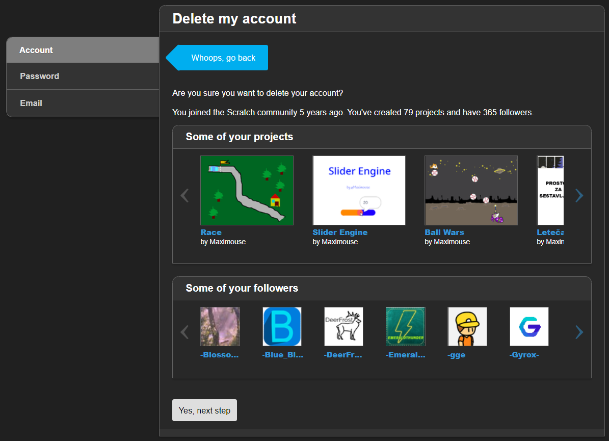 Dark www Doesn t Handle accounts settings delete account confirmation