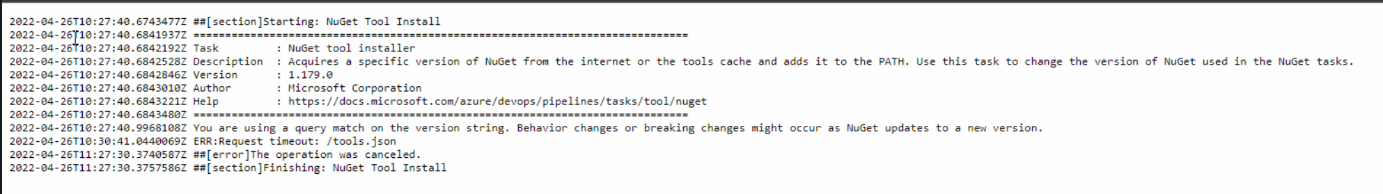 NuGetToolInstaller doesn't abort on web timeout. Waits for job timeout ...