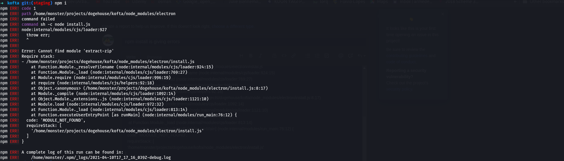 npm install is giving errors · Issue #1950 · benawad/dogehouse · GitHub