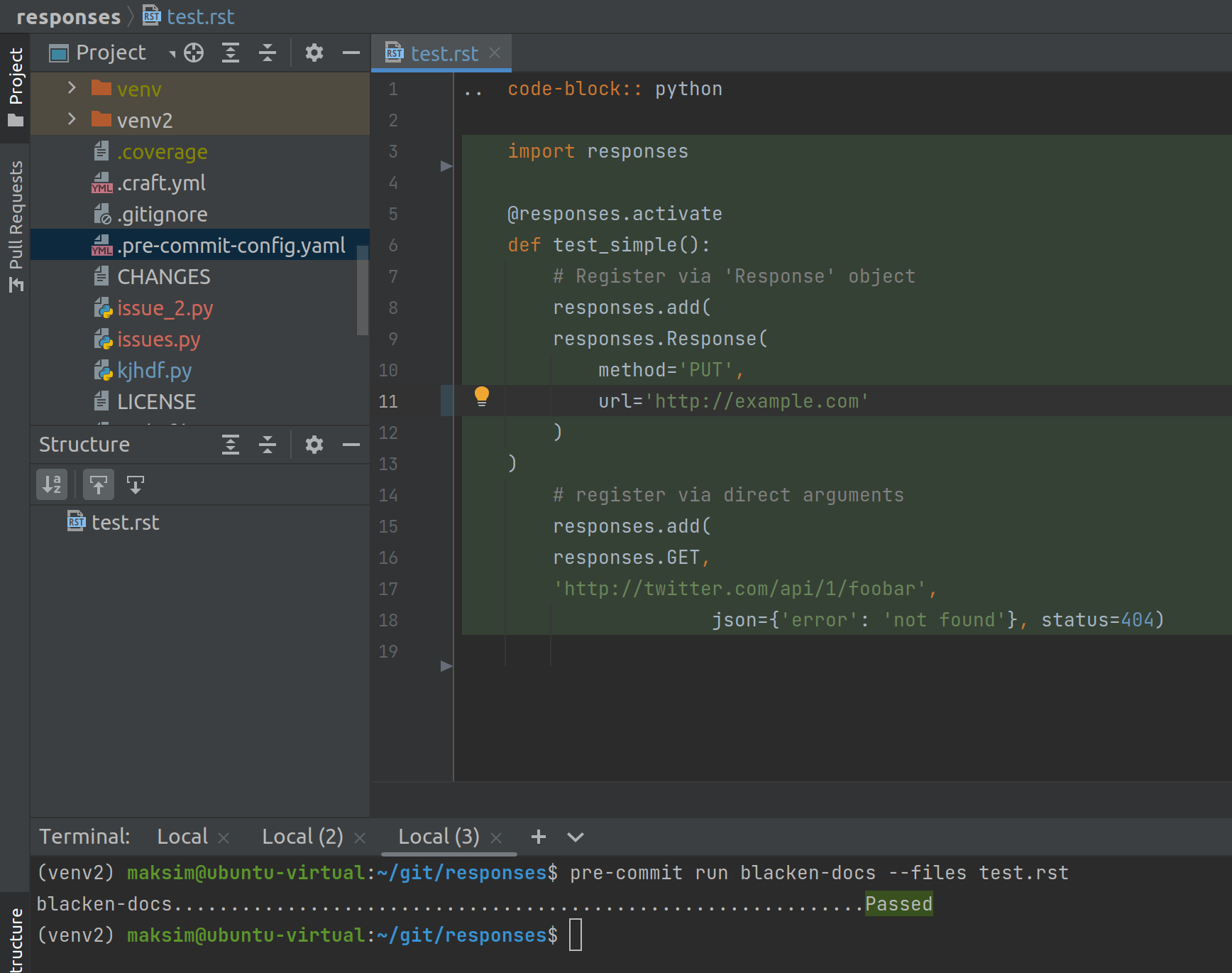 possible issue in RST file · Issue #160 · adamchainz/blacken-docs · GitHub