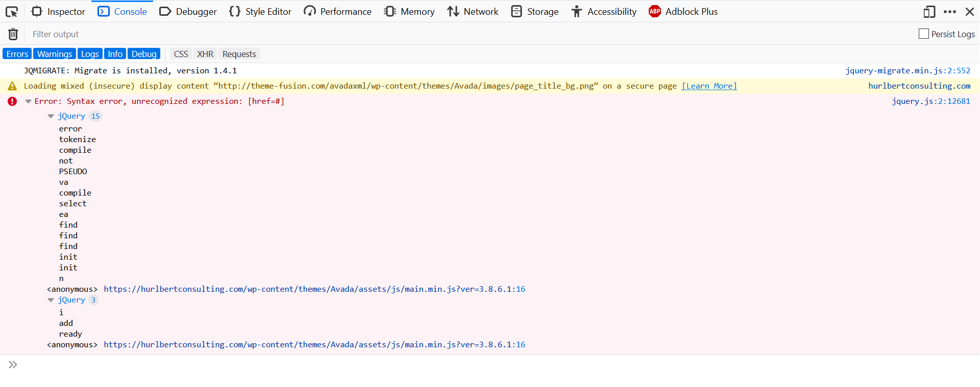 web console errors 6 18 19