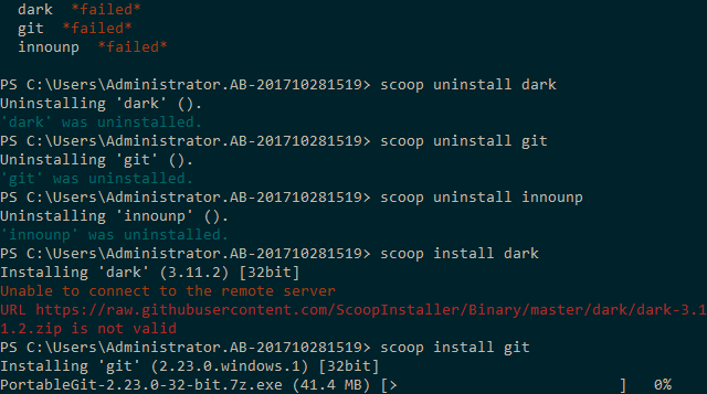 Scoop 安装 git dark 出错 · Issue #203 · neolee/pilot · GitHub