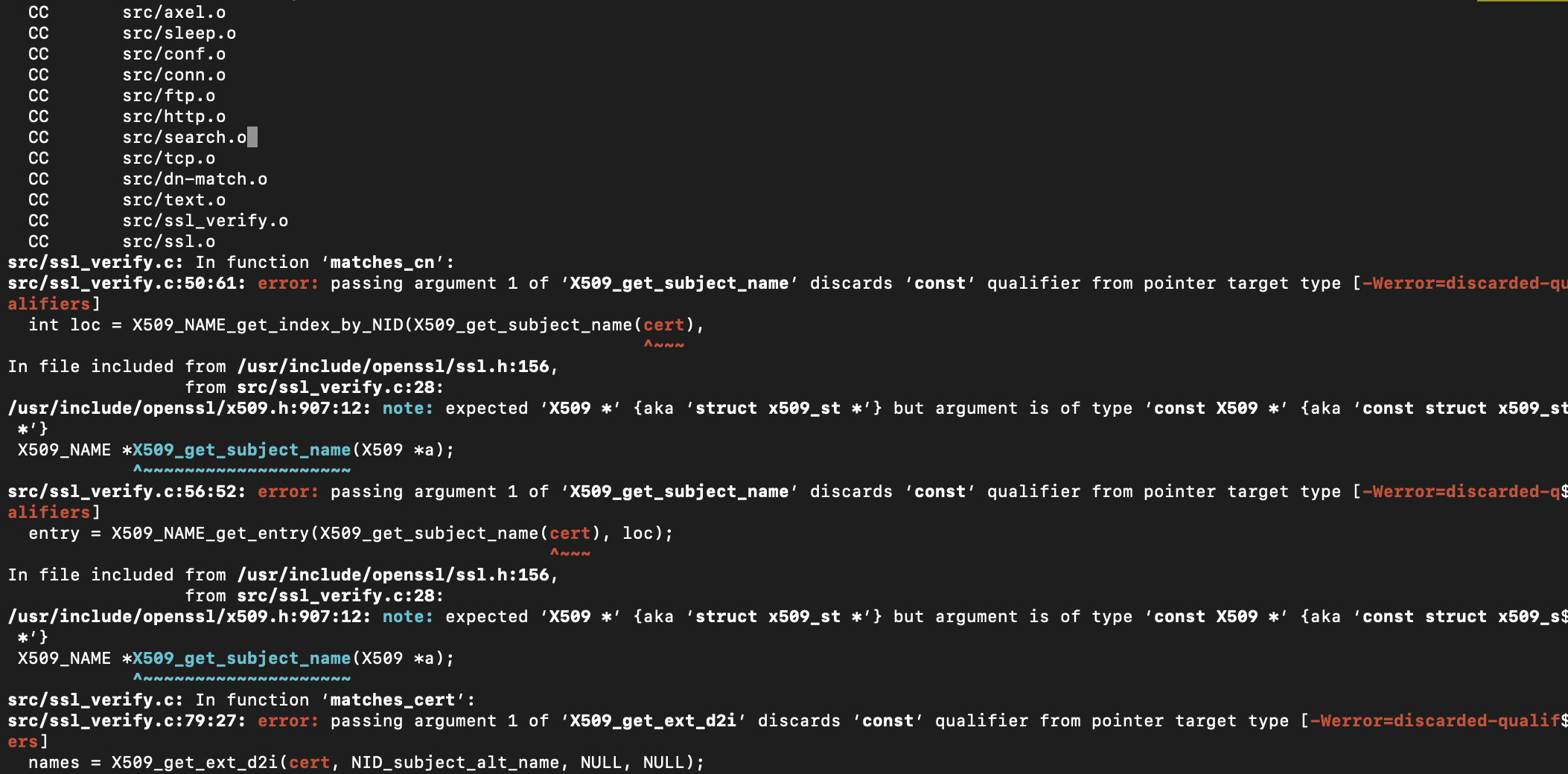 Cannot compile v2.17.8 with OpenSSL 1.0.2k on CentOS 7 · Issue #289 ...