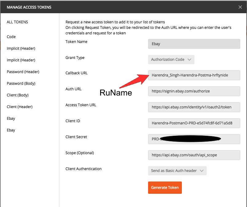 Does POSTMAN support eBay OAuth2.0 token? · Issue #3537