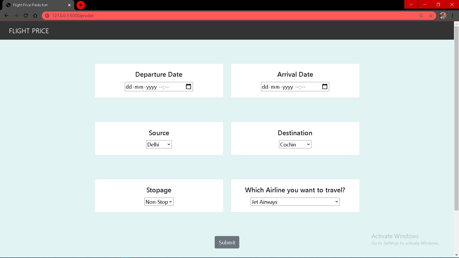 GitHub - bhattrohit2525/Flight-Fare-Prediction