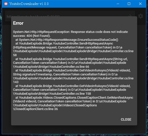 Error - 404 · Issue #209 · Tyrrrz/YoutubeDownloader · GitHub
