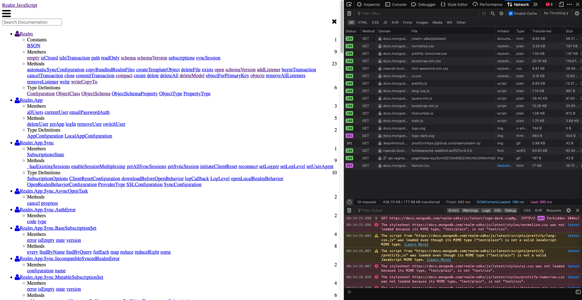JS SDK documentation styling broken in Firefox · Issue #4359 · realm ...