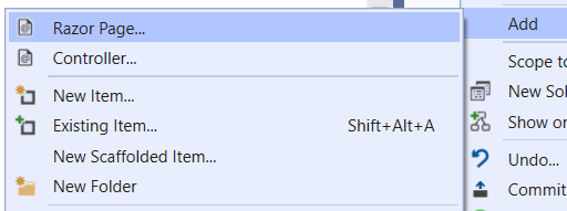 Blazor Project -- Add item menu is missing