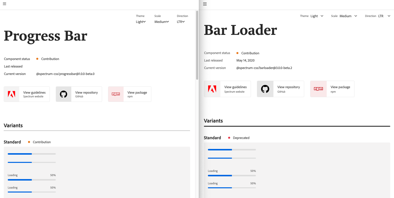 Check progressbar against DL and VRT · Issue #829 · adobe/spectrum-css ...