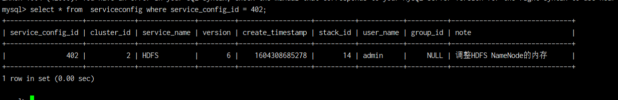 ambari serviceconfig in mysql shows illegal-fixed