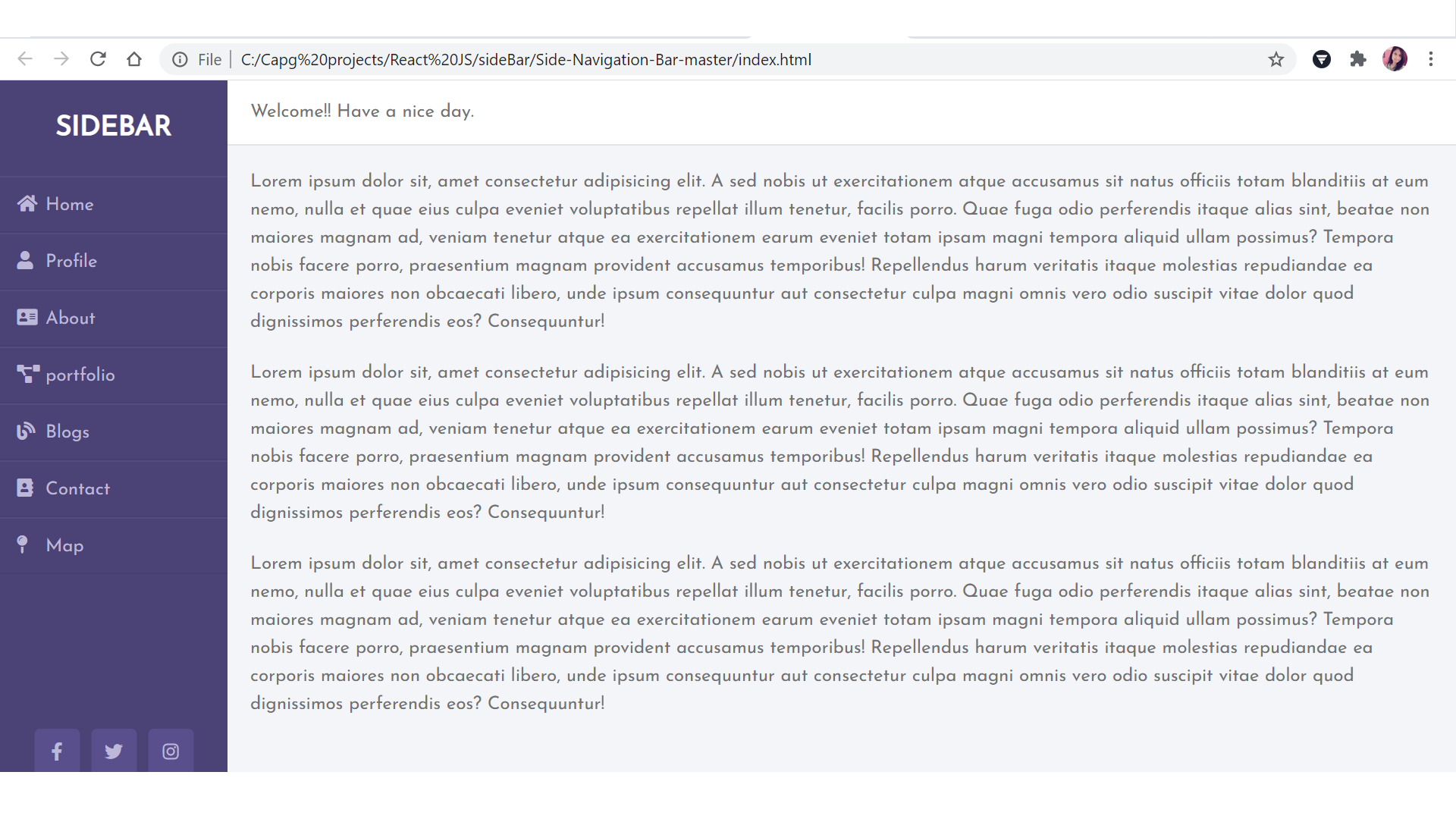 GitHub - sushmarj/SideNavBar: Created a simple web application with ...